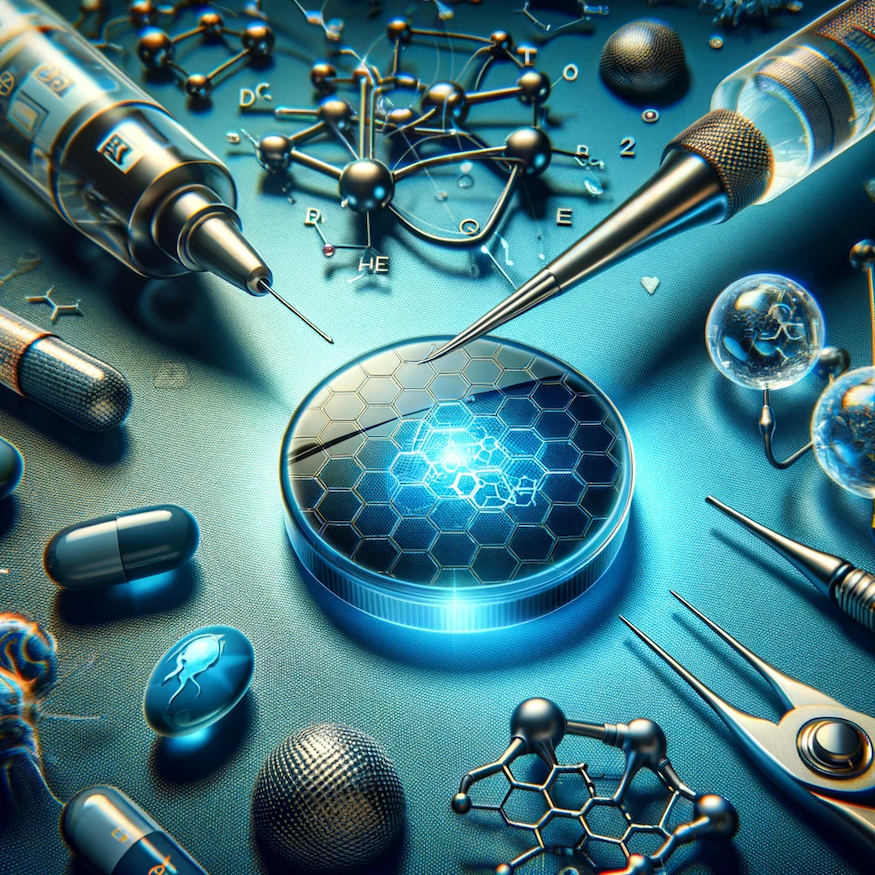 The images depicting graphene's application in medical devices and healthcare technology have been generated. They illustrate how graphene is being used to advance medical equipment, from sensors to implants and drug delivery systems.