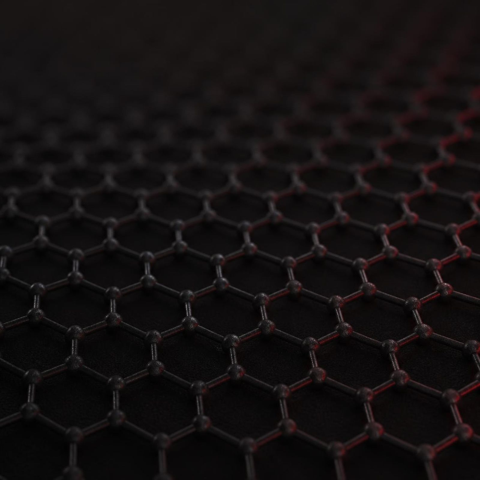 Close-up illustration of graphene's honeycomb lattice of carbon atoms