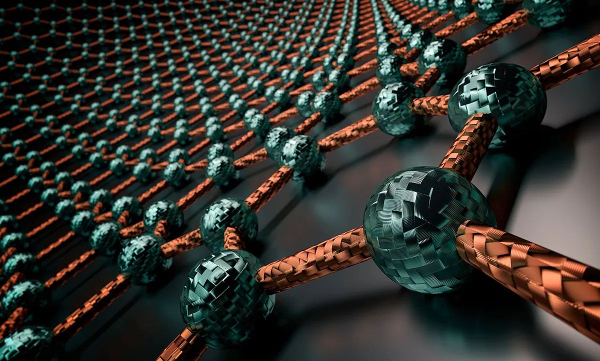 Illustration of graphene's single-atom-thick carbon lattice