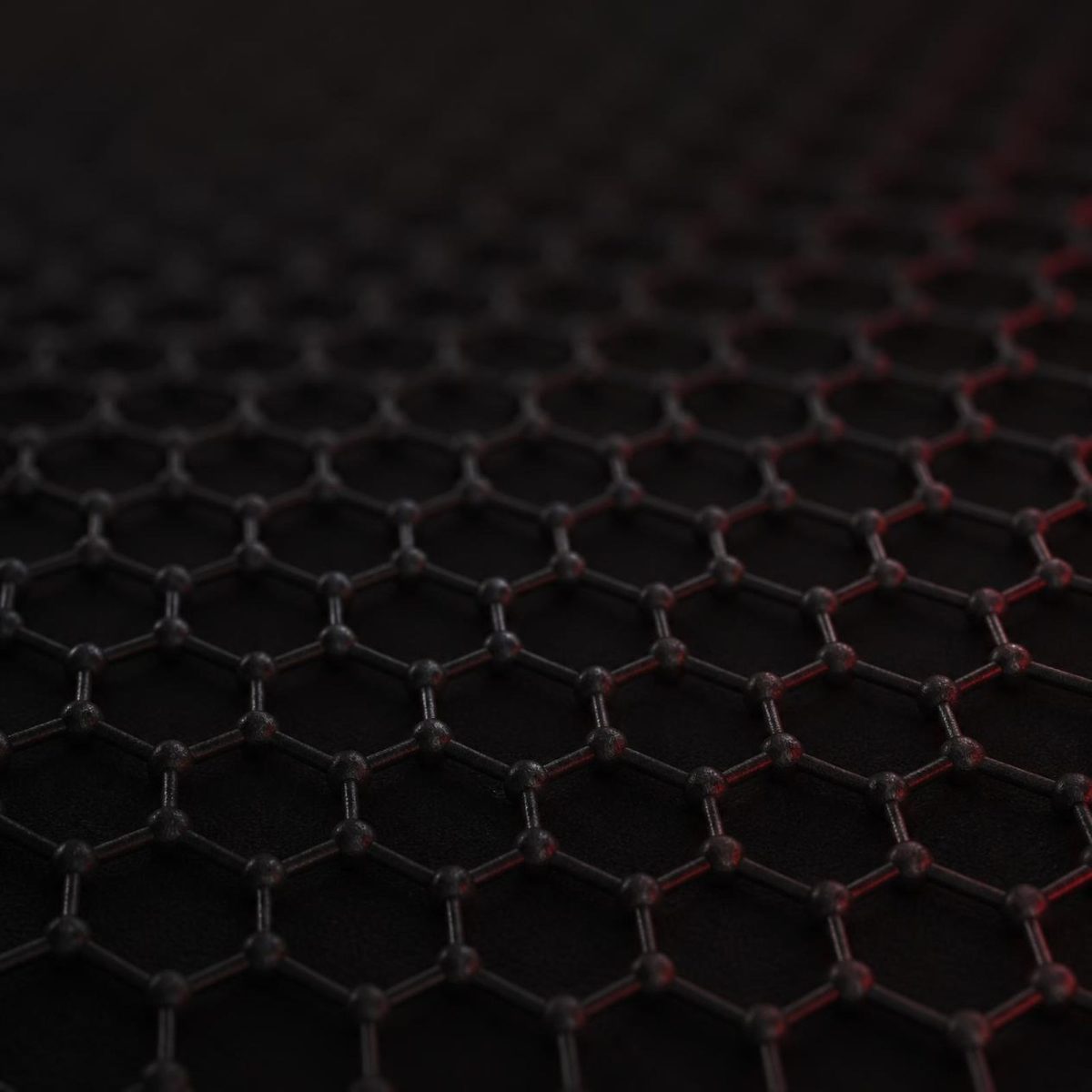 Close-up of a dark graphene lattice structure