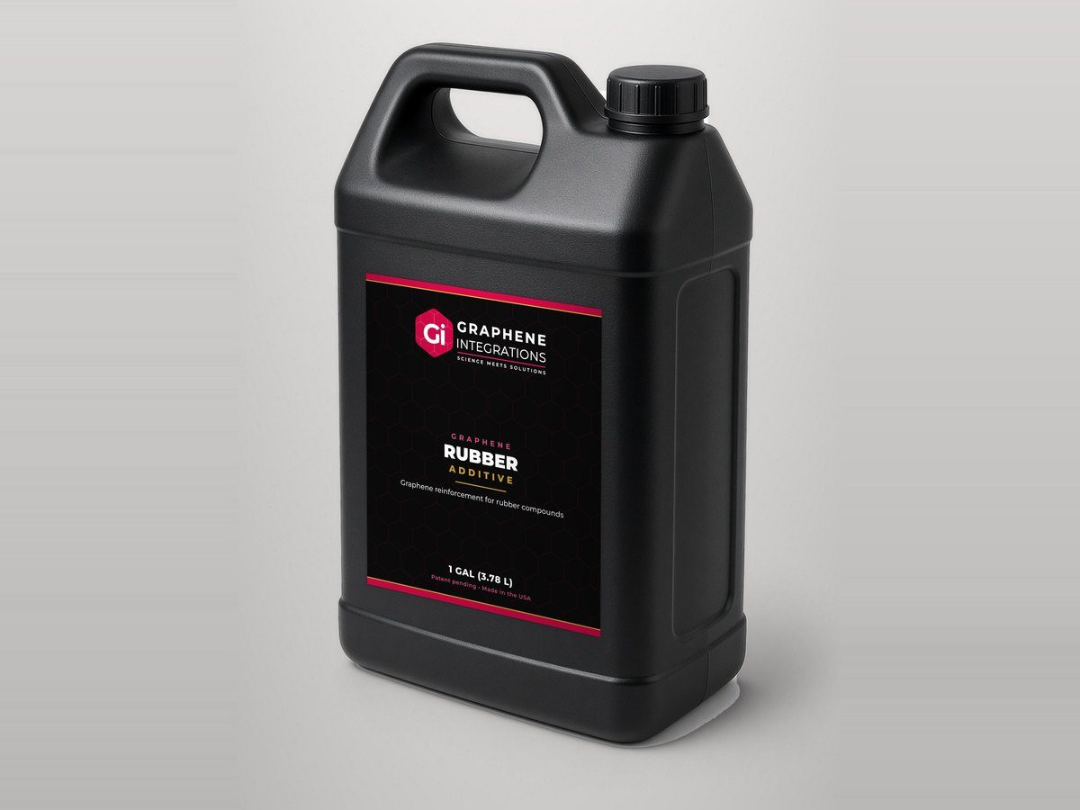 Graphene Rubber Additive in a black 1 gallon jug