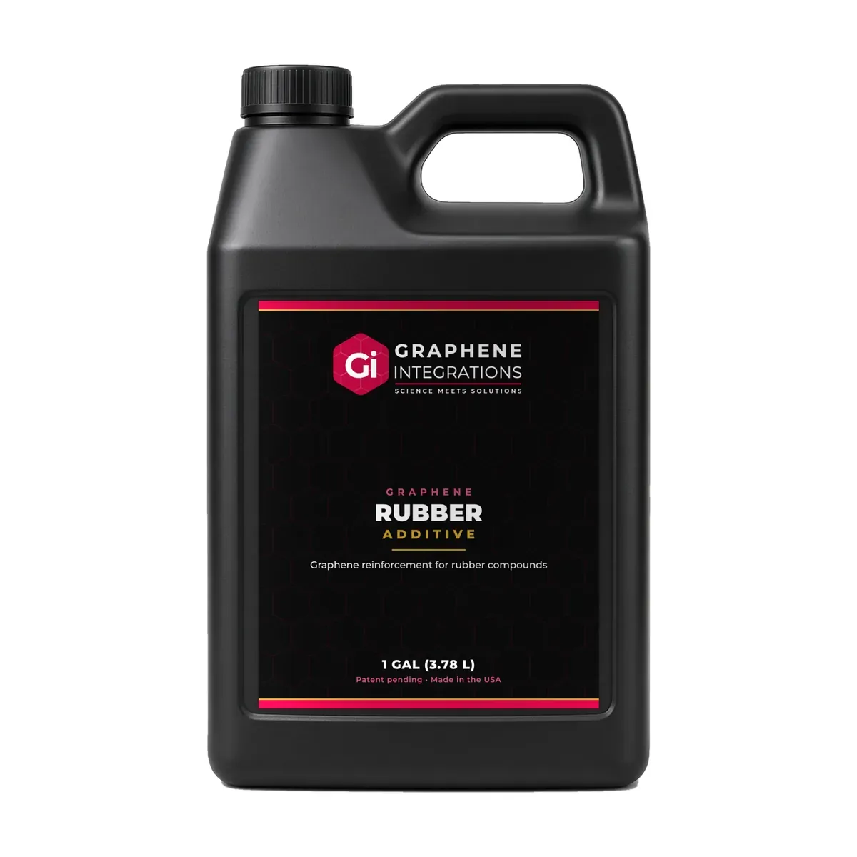 Graphene Rubber Additive container with back label and SKU barcode